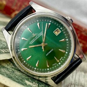 【動作良好】★送料無料★ ジャガールクルト JAEGER LECOULTRE メンズ腕時計 グリーン 自動巻き ヴィンテージ アンティーク