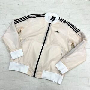 1517◎ adidas アディダス トップス ジャケット アウター ブルゾン 裏メッシュ スリーライン ピンクベージュ レディースL