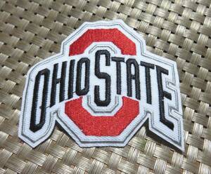 MD赤白黒■英語◆新品OHIO STATEオハイオ州立大学バックアイズフットボール刺繍ワッペン激渋■フットボール◆アメリカ　スポーツ◎アメフト