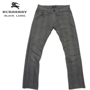 【バーバリーブラックレーベル】 グレンチェック　微起毛パンツ　グレー系　ウエスト76　5Pパンツ　BURBERRY BLACK LABEL　三陽商会