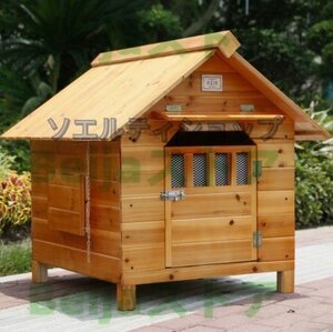 新入荷☆屋外用 耐候性 木製 天然木 犬小屋 ペットハウス ドッグハウス 犬舎 三角屋根 脚付き 小型犬 中型犬 通気性 組み立て 夏は涼しく冬