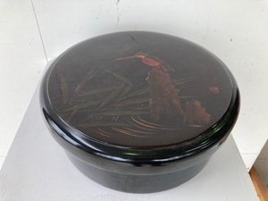 茶器 茶櫃 カワセミ柄 32cm 茶びつ 茶道具☆永年勤続記念品