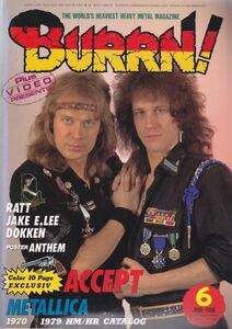 BURRN! ACCEPT/RATT/JAKE E.LEE/DOKKEN/METALLICA/ANTHEM/RIOT/DIO/ROUGH CUTT/ヘヴィ・メタル・マガジン1986年6月号