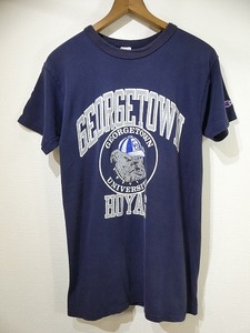 レア USA製 80s ビンテージ Champion チャンピオン GEORGETOWN UNIVERSITY HOYAS ブルドッグ カレッジ プリント Tシャツ L 60s 70s 90s