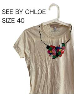 【送料無料】中古 SEE BY CHLOE シーバイクロエ デザイン Tシャツ サイズ 40