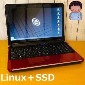 【新品SSD】快速LinuxOS搭載中古再生ノートPC★設定済★即利用可★即決☆FUJITSU LIFEBOOK FMVA54DR1/8GB/128GB