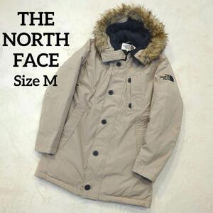 1円～ 【人気】THE NORTH FACE ノースフェイス ダウンジャケット ダウンコート ベージュ メンズ サイズM ファー フード 美品