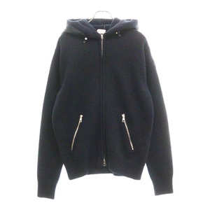 MONCLER モンクレール 22AW CARDIGAN TRICOT フード素材切替 ジップアップニットパーカー ネイビー H20919B00016