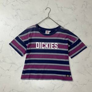 Dickies ディッキーズ ボーダー ビック ロゴ プリント アップリケ ビックシルエット ドロップショルダー クルーネック 半袖 Tシャツ M