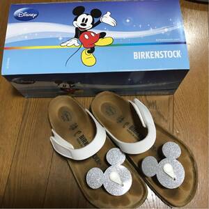 1度使用 BIRKENSTOCK ビルケンシュトッック ディズニー ミッキー Disney mickey ディズニーコラボ ホワイト シルバー　サンダル 23