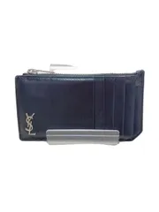 YVES SAINT LAURENT Tiny Monogram Fragments Zip Card Case レザー ブラック 6298991JB0E