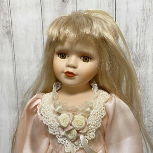 全長39cm Porcelain Doll ポーセリンドール ドールスタンド付 ピンク