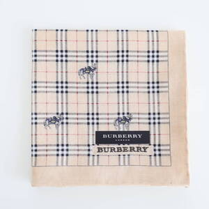 ■未使用　BURBERRY バーバリー　ハンカチ　チェック　馬柄　地模様■