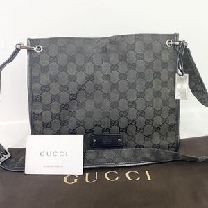 グッチ GUCCI ショルダーバッグ GGキャンバス ブラック レザー g00342