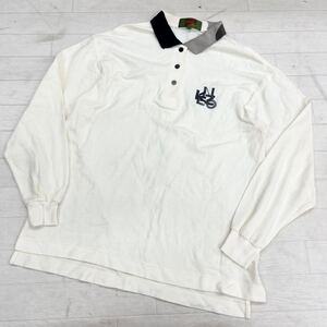 1551◎ KENZO GOLF ケンゾー ゴルフ トップス ポロ シャツ ハーフボタン 長袖 ワンポイント ロゴ 刺繍 オフホワイト メンズ1