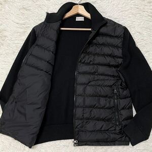 美品!3XL★MONCLER CARDIGAN TRICOT モンクレール 切替 ダウンジャケット カーディガン トリコ 黒 ブラック メンズ XXXL 大きいサイズ 4L