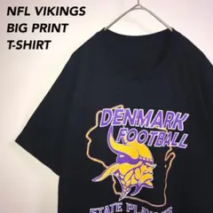 《両面ビッグプリント》海外古着NFLブラックTシャツバイキングスチームロゴ