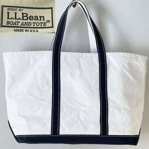 ★【希少 USA製】名作 L.L.Bean LLビーン BOAT AND TOTE ボート アンドトート 112637 キャンバス トートバッグ Lサイズ ブラック USED