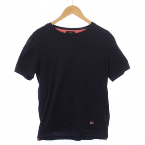 ポールスミス PAUL SMITH Tシャツ カットソー 半袖 クルーネック ロゴ刺繍 S 黒 ブラック PL-JT-46729 /BM ■BM メンズ