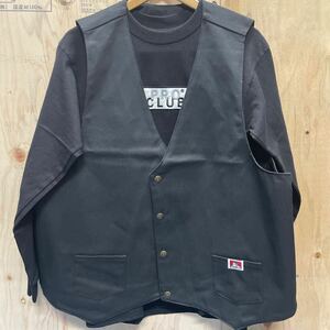 LARGE BLACK USA製 BEN DAVIS TWILL VEST ベンデイビス コットン ベスト PARTY VEST 1