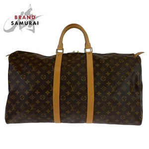 美品 LOUIS VUITTON ルイヴィトン モノグラム キーポル55 ブラウン 茶 ゴールド金具 PVC M41424 ボストンバッグ 男女兼用 メンズ 406622