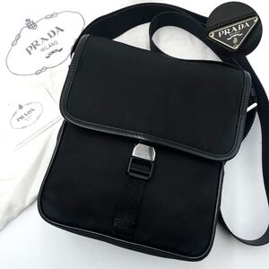 1円〜【美品】PRADA プラダ 三角ロゴ ショルダーバッグ サコッシュ ブラック 黒 ナイロン メンズ レディース ユニセックス 【確実正規品】