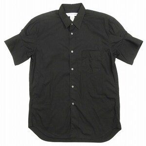 美品 コムデギャルソンシャツ COMME des GARCONS SHIRT カフスデザイン シャツ カットソー トップス 半袖 コットン S20064 S 黒 ブラック