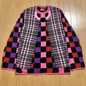 COMME des GARCONS HOMME PLUS 21AW ドッキング ブロックチェック ウールセーター カーディガン コムデギャルソン オムプリュス ad2020