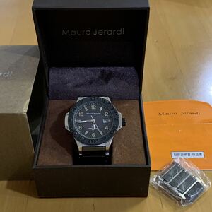 mauro jerardi mj034 メンズ 腕時計 ソーラーウォッチ 10気圧防水 カレンダー セラミック ブラック シルバー