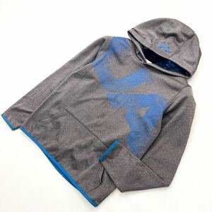 UNDER ARMOUR ☆ キッズ YXL 160相当 デザイン スウェット パーカー グレー ブルー 各種スポーツ◎ トレーニング アンダーアーマー■S1483