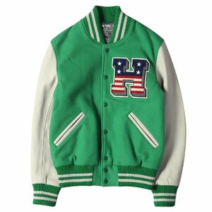 美品 HYSTERIC GLAMOUR ヒステリックグラマー スタジャン 21AW ガール ワッペン メルトン 02213AB07 スリーブ バーシティ ジャケット