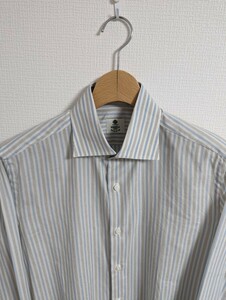 美品　LUIGI BORRELLI　ルイジボレッリ　シャツ　ドレスシャツ　40　ブロード　マルチストライプ　イタリア製