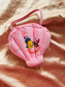 DISNEY未使用 当時物　アリエル マーメイド 人魚　ディズニー 小物入れ ポーチピンク　シェル　ハンドバッグ　子供