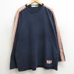 XL/古着 エアロポステール 長袖 ビンテージ Tシャツ メンズ 00s 空郵 無地 大きいサイズ コットン Vネック 紺他 ネイビー 24aug01 中古