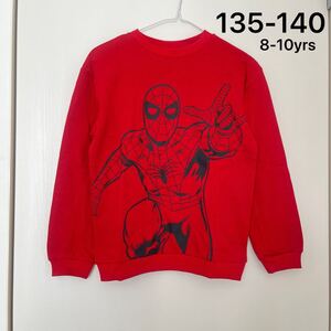 新品★H&M スパイダーマン　裏起毛スウェット長袖トレーナー★135-140 赤　marvel マーベル