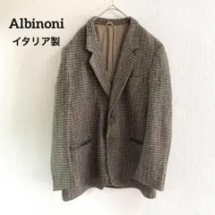 【Albinoni】テーラードジャケット ウール混 イタリア製 茶 チェック