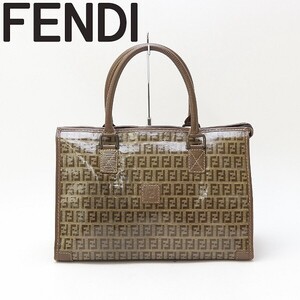 ヴィンテージ◆FENDI フェンディ PVC×レザー ズッカ柄 トート ハンド バッグ