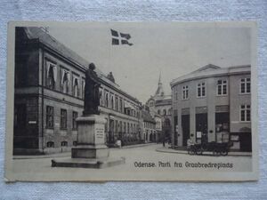 【絵葉書1枚】 Parti fra Graabrodreplads ODENSE /Stenders /デンマーク 戦前 ヴィンテージ オーデンセ 都市 街 建築 ハガキ 47-4