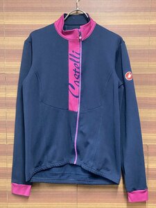 HJ564 カステリ CASTELLI レディース 裏起毛 長袖 サイクルジャージ 紺 L