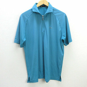 y■ゼクシオ/XXIO ハーフジップ 半袖ゴルフシャツ/速乾ウェア■水色系【メンズLL】MENS/GOLF/41【中古】