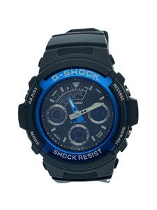 CASIO◆クォーツ腕時計・G-SHOCK/デジアナ/ブラック/ブルー/AW-591-2AJF/ジーショック