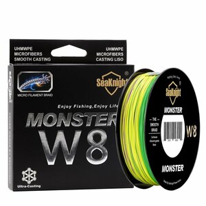 シーナイト　MONSTER　W8　PEライン　500m　1.0号　20LB　9.1ｋｇ Hi-Vis Yellow　ジギング　釣り　フィッシング　4色　フィッシング　新品