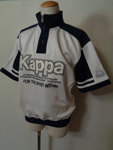 90s カッパ Kappa ジャージ トラックジャケット ハーフジップ デカロゴ ビッグロゴ 半袖 L/O ホワイト ビンテージ