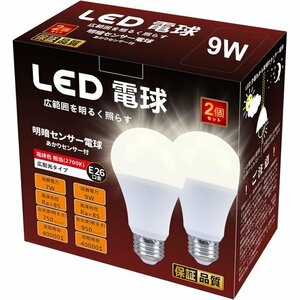 新品 LED電球 2個パック PSE認証済み 駐車場 廊下 省エネ 具対応 人体検知機能なし 常夜灯 明暗センサー電球 251