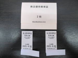 チケット祭 東武鉄道 株主優待乗車証 電車全線 2枚セット 未使用品 有効期限2025年6月30日迄