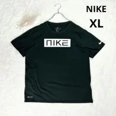 【NIKE】ドライフィットTシャツ (XL) 黒 ロゴプリント