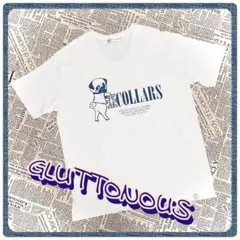 【GLUTTONOUS / グルトン】 ♥  VネックTシャツ 《W×ネイビー》