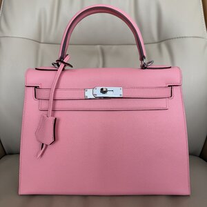 希少 新品同様 ◆ HERMES エルメス ◆ ケリー28 Kelly ヴォーエプソン U刻印 外縫い シルバー金具 ショルダーバッグ ハンドバッグ