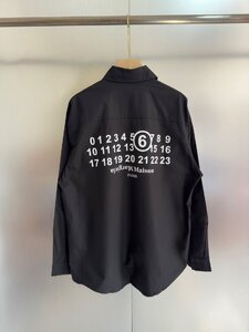 Maison Margiela メゾンマルジェラ シャツ メンズ 長袖 ロゴ ポケット 希少 ブラック Mサイズ