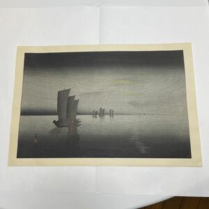 即決！真作 小原古邨 木版画 海舟 (検索＝川瀬巴水 土屋光逸 笠松紫浪 雪岱 吉田博 高橋松亭 渡辺省亭 鈴木華邨 小原祥邨 新版画 木島桜谷)